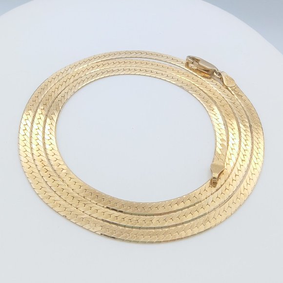 Vintage Jewelry - Vintage Italian Sterling Silver Gold Herringbone Necklace